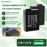 PUJIMAX LP-E8 Type‑C Direct Charging Battery 2100mAh Full Decoded Safe Leakage Proof For Canon EOS R
