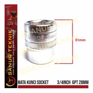 MATA Socket Wrench Bit Socket/ TEKIRO 3/4" DR 6 PT 28 MM (28MM)