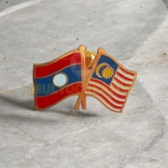 Laos and Malaysia Friendship Flag Pin - Cross Flag