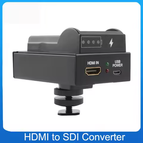 HDMI to SDI to HDMI Compatible SDI Adapter Video Converter with NP-F Battery Plate for Camera Audio/