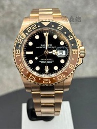 【淑女最愛】97新 ROLEX 勞力士 格林尼治型 II GMT-MASTER II 126715CHNR-0001 玫瑰金沙士圈 全金 大沙 沙示圈 ROOT BEER