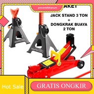 2 Ton Crocodile Jack / Floor Jack Blow Case + Jack Stand 3 Ton Double Lock