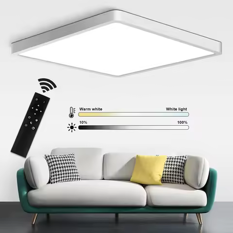 Ultrathin Ceiling Lights Morden Wood Grain LED Ceiling Lamps 3CCT Remote Control Square Chandelier L