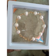 Gelang Tangan Mutiara Asli Mix Suasa Ball Ikat Emas Suasa 14 K Tulen