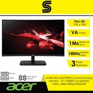 ACER Nitro ED270RS3 Curved Gaming Monitor - 27”/1500R Curved/FHD 1920 x 1080/VA Panel/180Hz/HDMI/DP