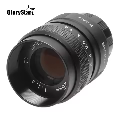 GloryStar 25mm CCTV F1.4 TV Movie lens+C Mount+Metal lens hood For Canon EOS EF EFS DSLR Camera 5D 6