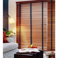 [BO Blind]  Premium Timber Blinds  50mm with Deco Tape Custom Made Made in Malaysia