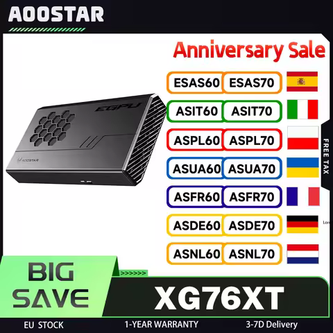 AOOSTAR XG76XT eGPU Dock with AMD Radeon RX 7600XT GPU, 8GB GDDR6 RAM, 128bit, 1*USB 4.0, 1*Oculink,