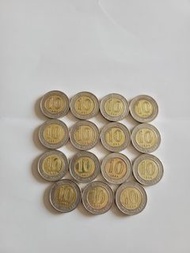 香港:洋紫荊:(10元硬幣):全部1995年:(風水錢):俗稱:有金:有銀:(硬幣不出版多年):共15個