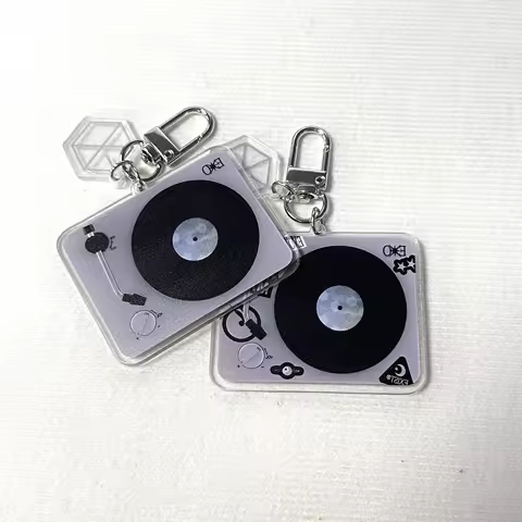 KPOP BeakHyun 13th Anniversary Keychain Pop-up Store Acrylic KEYRING Vinyl Record Player Bag Pendant