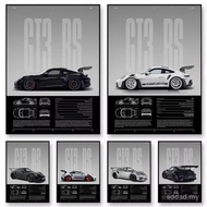 Minimalist 911 GT3-RS 718 GT4 RS Hyper Car Sports Car Supercar Poster Canvas Painting Wall Art Pictu