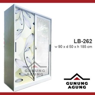 Lemari Baju Besi Kecil 2 Pintu Sliding LB-262 / Lemari Pakaian Geser 90 cm