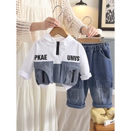 Baby Boy Spring Autumn Handsome Hooded Sweatshirt Suit Children Sports Clothes Little Boy Handsome F