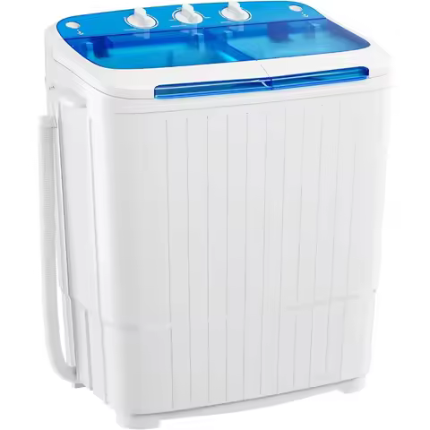 Portable Washing Machine with Longer Hose 16lbs Twin Tub Washer Mini Compact Laundry Washing Machine