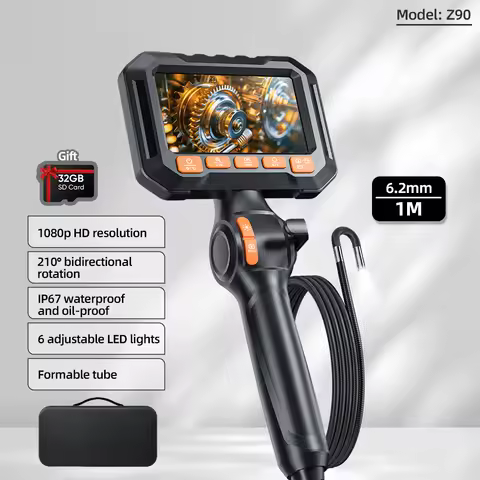 AOSUN Z90 2-Way Articulation Borescope, 6.2mm 1M Formable Tube, 1080P HD Inspection Camera with Damp