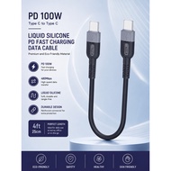 PD C to C Data Cable 100W 480Mbps Durable Liquid Silicone 4ft 25cm for Fast Charging and Fast Data T