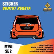 STICKER BELAKANG KERETA, STICKER BONTOT KERETA CUSTOM COLOUR NO PLATE MYVI SE2