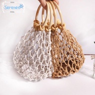 SERENEN Handle  Bag  Totes With Lined Summer Beach Rattan Handle Bag