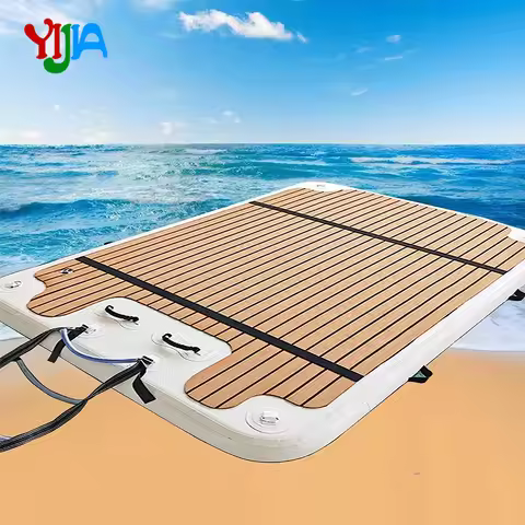 Stock 4/3M Inflatable Swim Platform Dock Pop Up Dock Mat with Non-Slip EVA Surface Floating Platform
