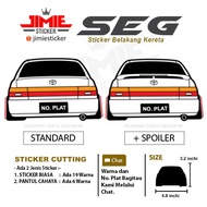 Sticke Kereta SEG, Sticker Belakang Toyota SEG, Custom Warna dan Nombor Plate.