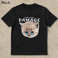 Emotional Damage Cat Face Tearful Kitten Print Summer Short Sleeve T Shirt