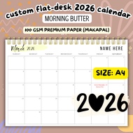 A4 2026 ARTYCO PERSONALIZED FLAT DESK CALENDAR PLANNER CUSTOMIZED PLANNER MORNING BUTTER
