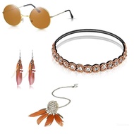 Toptime 1970s Hippie Costume Jewelry Accessories for Women 70s 60s Themed Cosplay Event