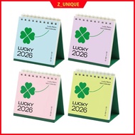 Lucky 2026 Mini Desk Calendar 4pcs 1Set | Pastel Retro Standing Calendar Nov 2025–Dec 2026 | K-Holid