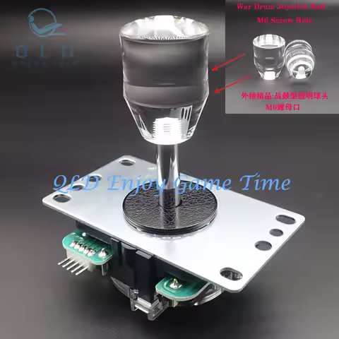2PCS Arcade Stick War Drum Shape Ball Top, Clear Crystal, M6 Screw Hole, Arcade Game Machine DIY Fig
