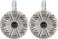 1 Pair (Qty 2) of Kicker 6.5" 2-Way 195 Watts Max Power Coaxial Marine Audio Speakers with White Salt Water Grilles, 6.5" Marine Tower Speaker Enclosures (Pair) - White