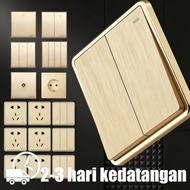 2026 Gold Brushed Light Switch Wall Switch 1/2/3/4 Gang Premium Modern Home Socket 1 Gang Switch 2 G