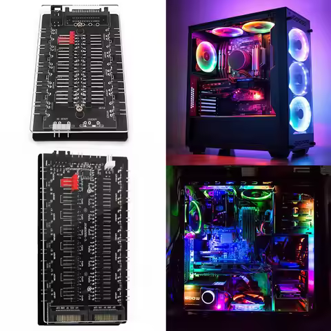 4Pin PWM & 5V 3Pin ARGB 10/16 Hub Cooler Master PC RGB Fan Cooler SATA Power Fan Controller Hub Spli