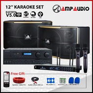 AmpAudio 12 Inch Karaoke Speaker Set 3 Way Karaoke Speaker Set With Remote and Bluetooth