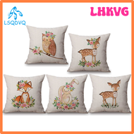 LHKVG Cute Cartoon Animals Fox Bear Owl Deer Baby Girl Room Decoration Throw Pillow Case Polyester Cute Pillow Cover For Boys HDHRC