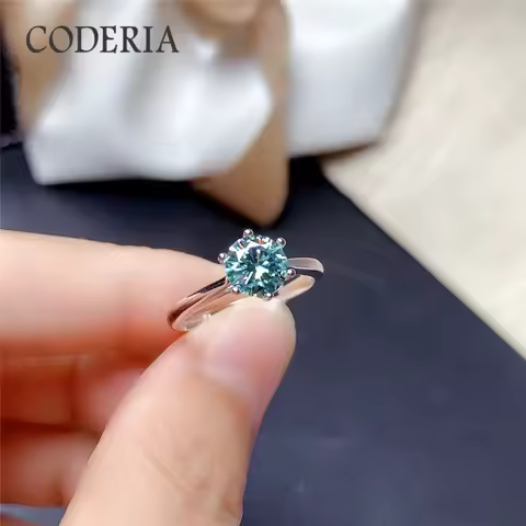 Test Positive Genuine Moissanite Blue Green Gemstone Ring Excellent Cut 1-3 Carat Cocktail Ring Jewe