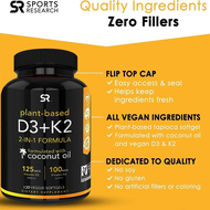 egan Vitamin D3+K2 Supplement with Organic Coconut Oil-5000iu Vitamin D with 100mcg Mk7 Vitamin K-St
