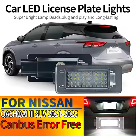 2Pcs Car LED Number Plate Lamp License Plate Light Accessories For NISSAN, QASHQAI III SUV, J12 (yea