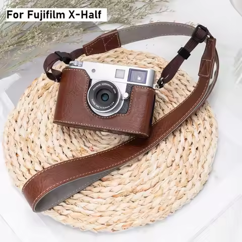 Leather Protective Case for Fujifilm X-half Camera Bag PU Base Half Cover Mount x half Wrist Strap S