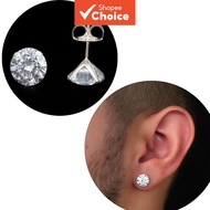 Men's Synthetic Diamond & Cubic Zirconia Earring Set