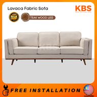 (FREE Installation+Shipping) KBS Lavaca Teak Wood (Kayu Jati)  Legs Sofa / Water Repellent Fabric / Dark Grey / Extra Solid Wooden legs / Large Size / Full Fabric Sofa / Sofa 3 2 1 Seater Sofa