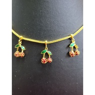 Necklace Four Poles 1 Dimes 15 Inches Long Hanging Strawberry 5 Bunches Gold Plated 24 K 1 Micron