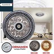 ORNAMEN LAMPU PLAFON PVC 60 CM X 60 CM FITTING LAMPU HITAM BULAT - DEKORASI CANTIK