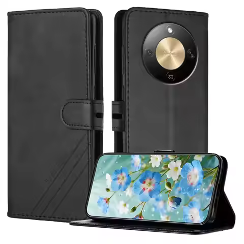 Solid Color Luxury Leather Flip Wallet Phone Case For Honor X9D X5C X5B Plus X9C Smart X8C X7C X6C X