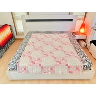 Bedsheet (Thick) Size 4.5 Feet Pink Square Vintage Flower Pattern Rosso-life Brand Second Hand Sold 