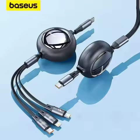 Baseus Retractable 100W 3 in 1 Fast USB Cable for Huawei/Honor Portable 3 in 1 Micro USB Type C Char