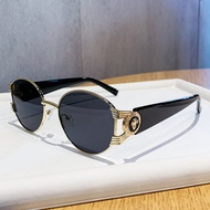 Fashion Oval Sunglasses Female European American Style ins Little Red Book Same Style YK2 Metal Sung