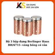 Set of 3 Berlinger Haus BH/6715 containers - textured rose gold