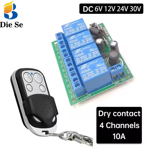 433mzh Rf Wireless Remote Control Switch Universal Relay Receiver 10A DC 6V 12V 24V and Transmitter