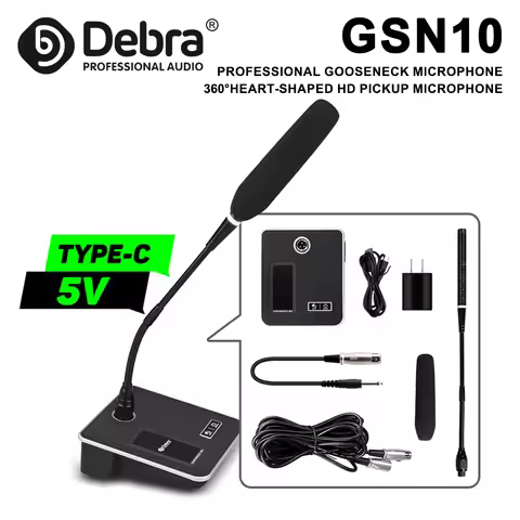 Debra GSN10 Gooseneck Conference Microphone, Noise-Reducing, 100Hz-16KHz, USB 5V for Clear Speech in
