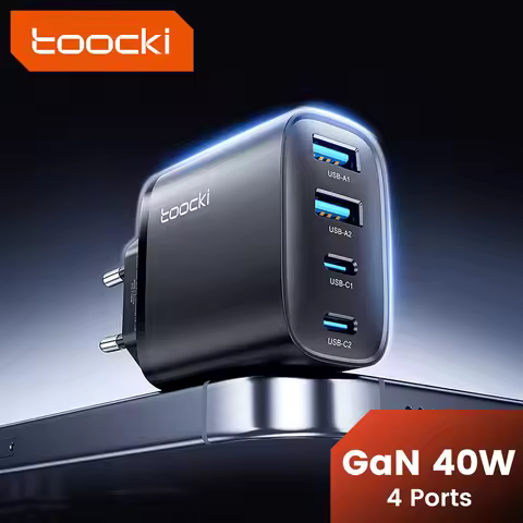 Toocki 40W GaN Fast Charger QC4.0 PD3.0 AFC SCP 4 Port USB Type C Charger for iPhone 16 15 14 Samsun